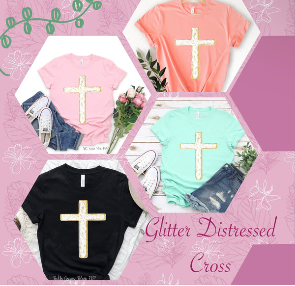 Glitter Distressed Cross